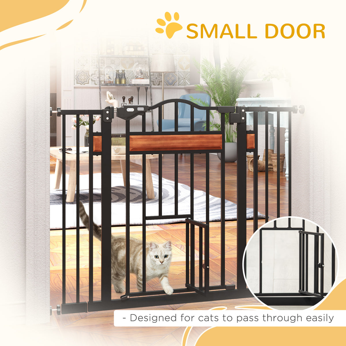 Extra Wide Pet Gate with Cat Door