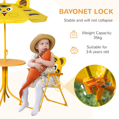 Kids picnic table and chair set with umbrella — Set of 4
