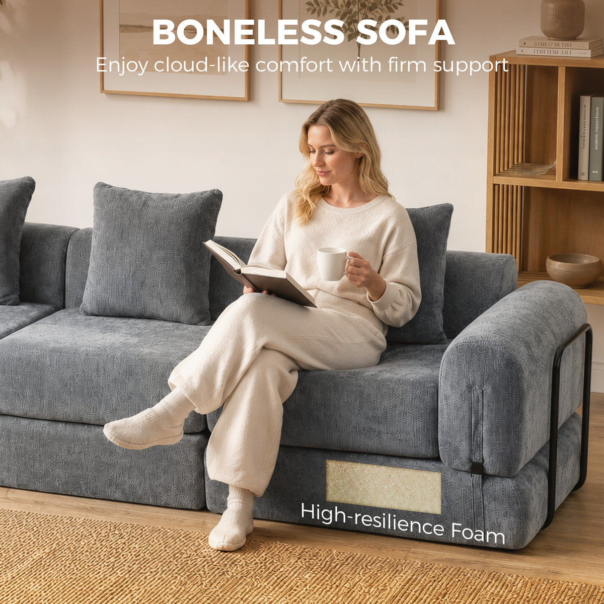 Sofá cama modular plegable de chenilla