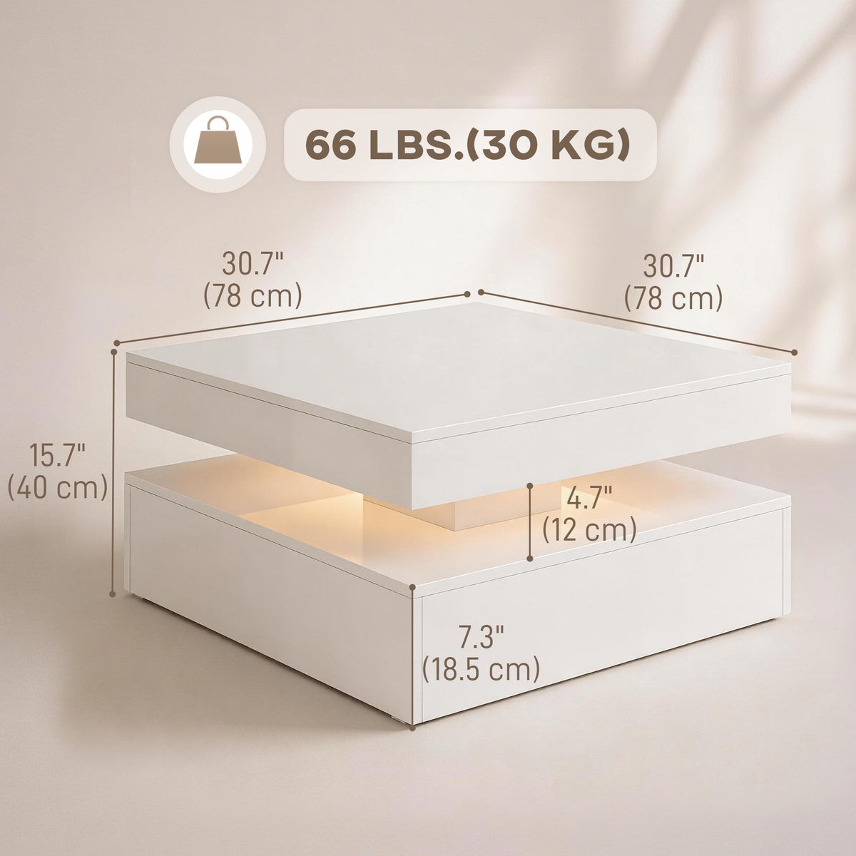 2-Tier LED Coffee Table High Gloss