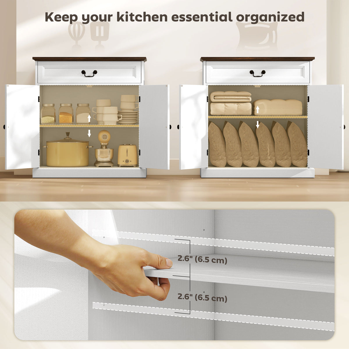 Farmhouse Engineered Wood Kitchen Buffet Cabinet