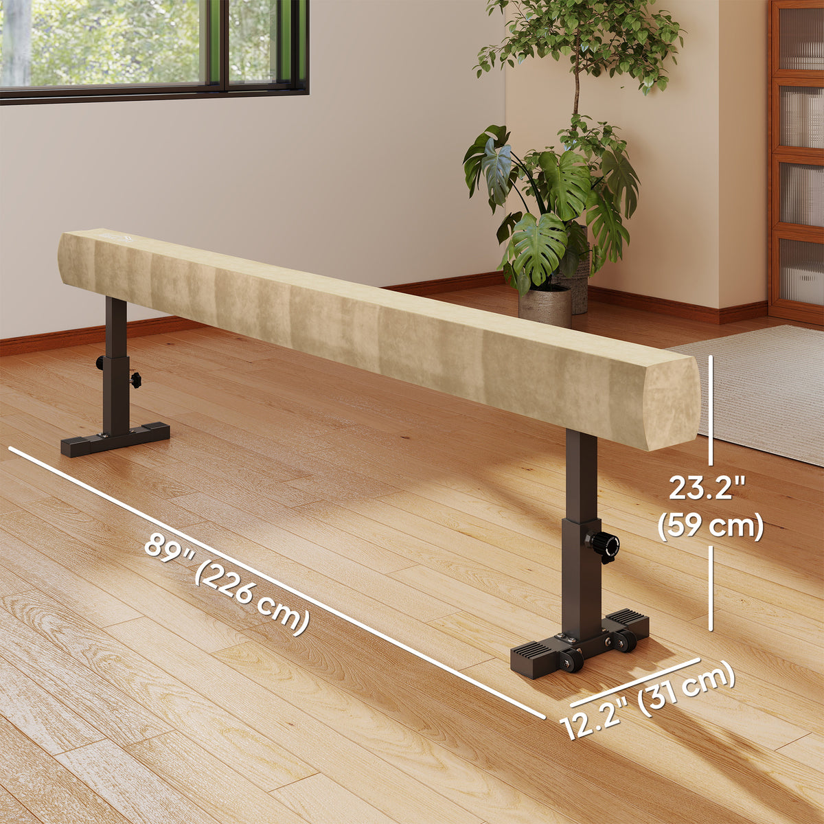 226 cm Adjustable Balance Beam with Wheels
