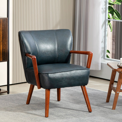 Sillón auxiliar moderno de cuero sintético con patas de madera