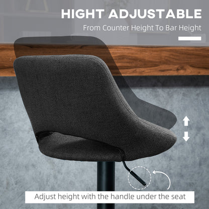 Swivel Adjustable Bar Stools Linen Upholstered — Set of 2