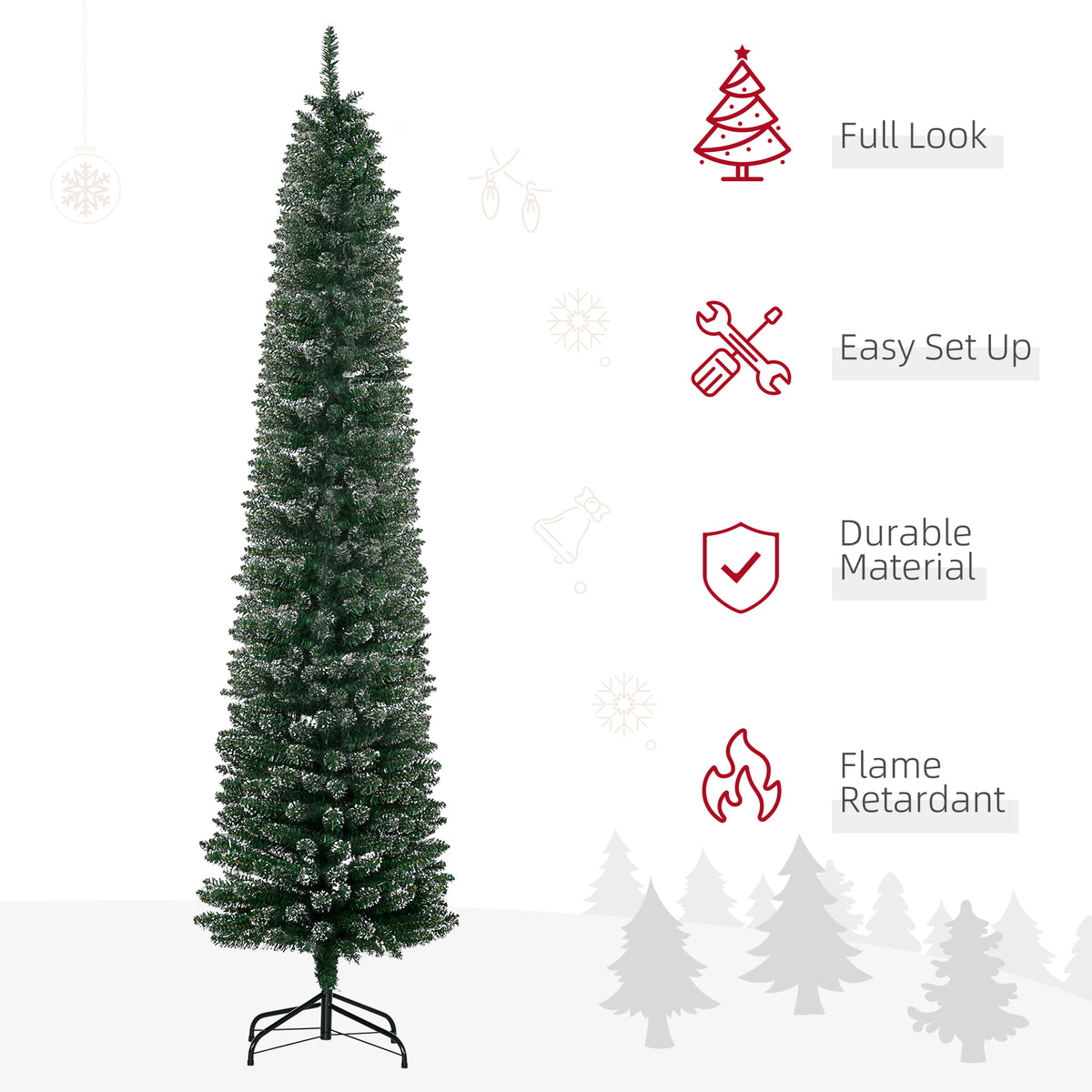 Snow-Tipped Pencil Christmas Tree 6 ft