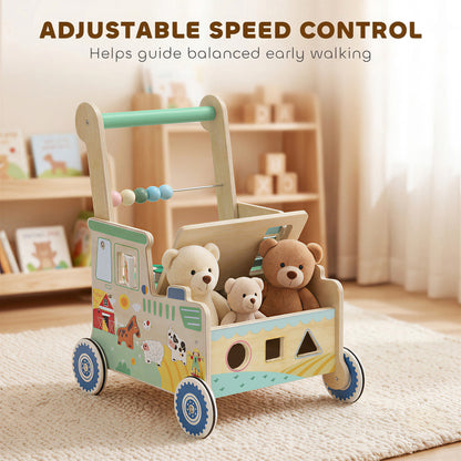 Wooden Montessori Baby Push Walker Activity Centre