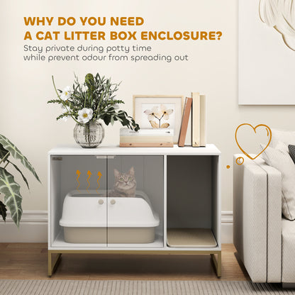 Mueble elegante para ocultar la caja de arena del gato, con patas altas