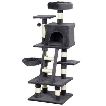 Árbol para gatos de varios niveles de 132 cm — gris