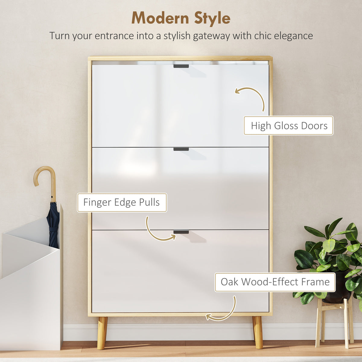 Narrow shoe cabinet modern flip drawer storage unit