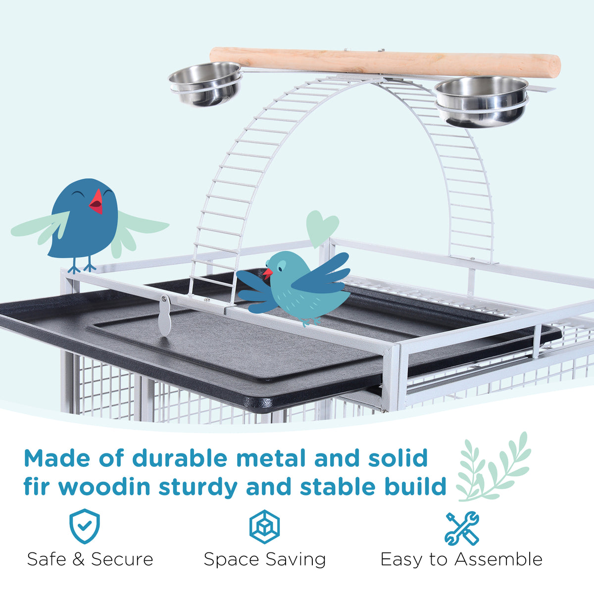 Large bird cage with play top