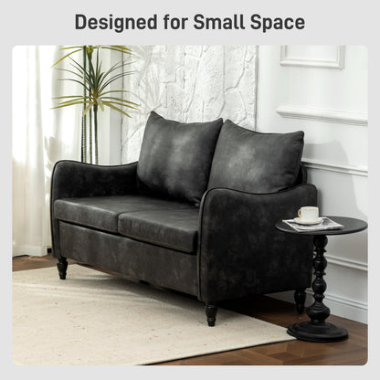 Loveseat Sofa PU Leather with Wood Legs
