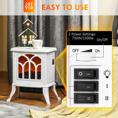 Electric Fireplace Heater with Realistic Flame 750W/1500W
