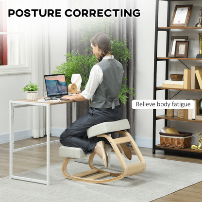 Ergonomic wooden kneeling chair for posture