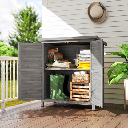 Wooden Garden Storage Shed with 2 Doors and Shelves