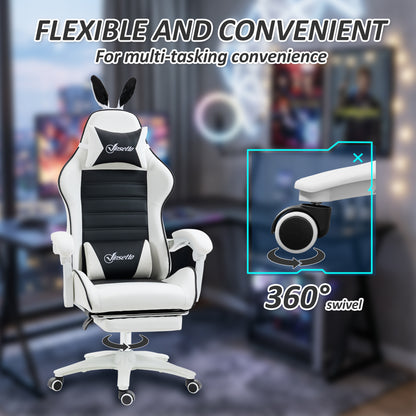 Ergonomic gaming chair with footrest