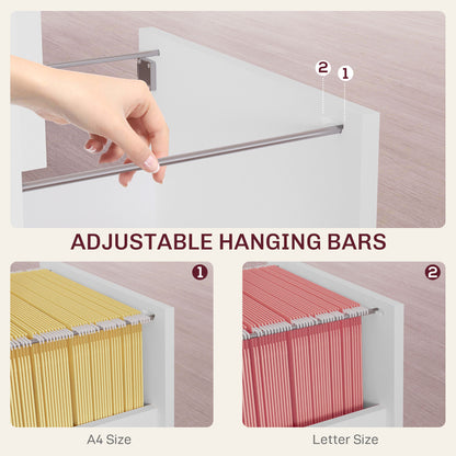 Lockable 2-Drawer Filing Cabinet with Adjustable Hanging Bars
