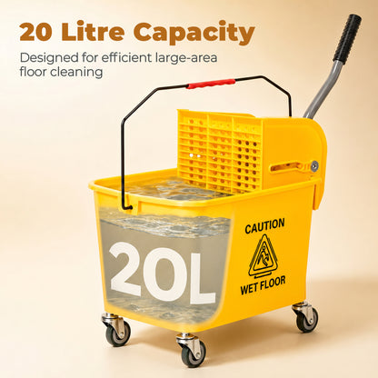 Mop Bucket with Wringer and Wheels 5-Gallon