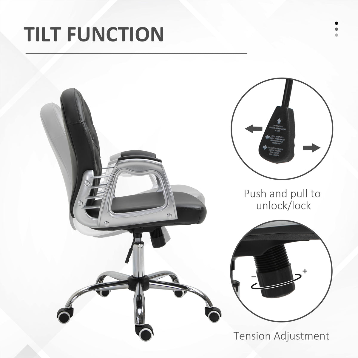 Office chair tufted synthetic leather decorative crystals