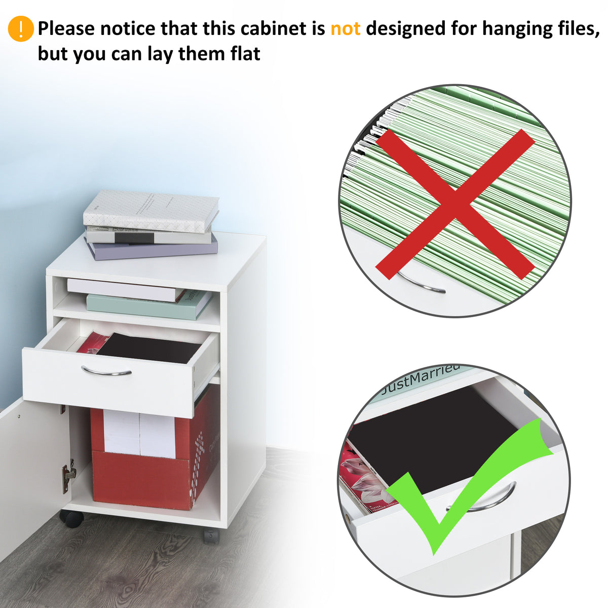 Compact Mobile File Cabinet with Shelf and Drawer