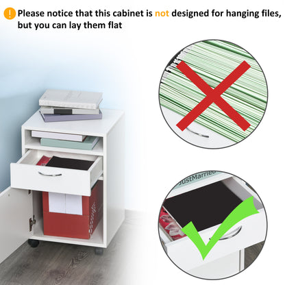 Compact Mobile File Cabinet with Shelf and Drawer