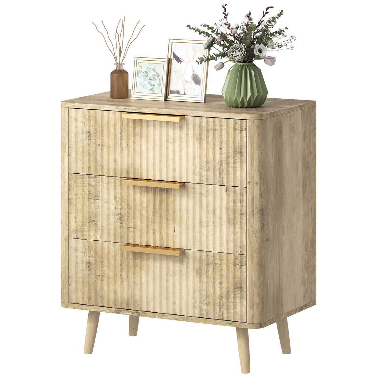 Modern 3 Drawer Fluted Chest of Drawers