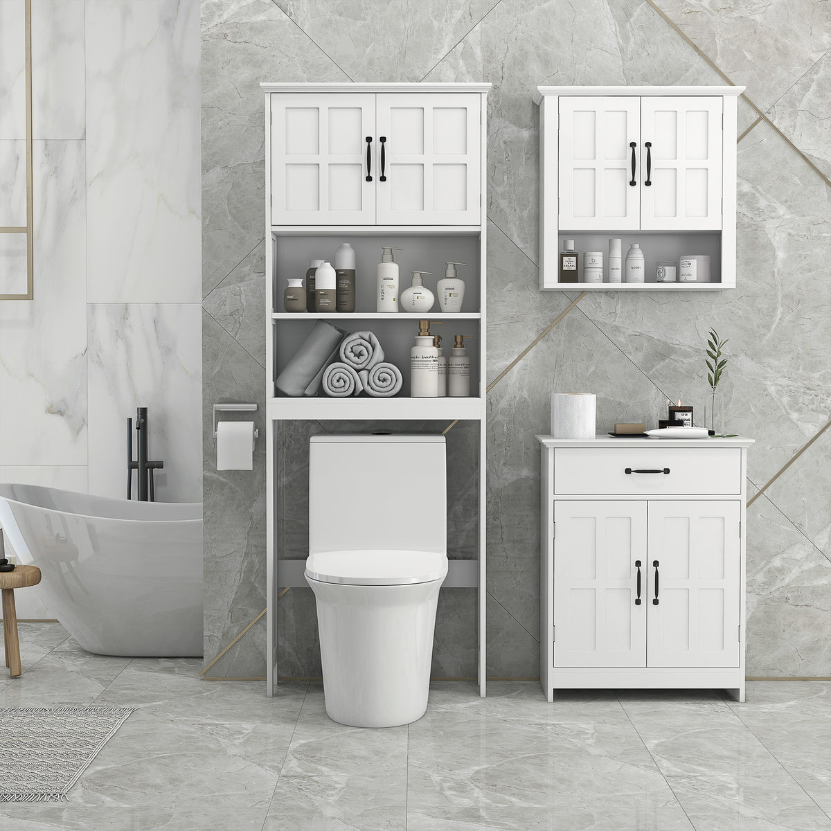 Bathroom floor cabinet with drawer