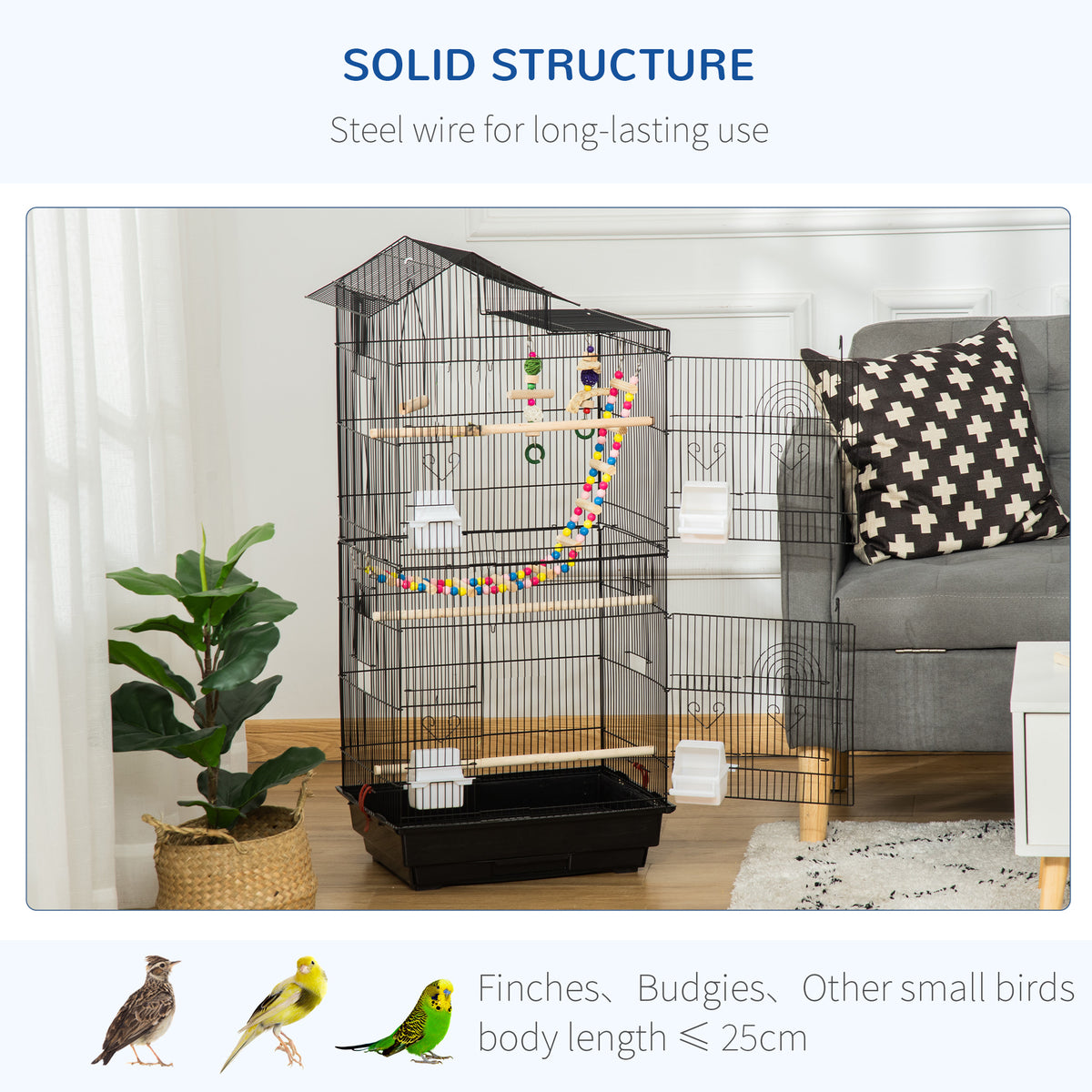 Spacious Bird Cage with Toys and Accessories