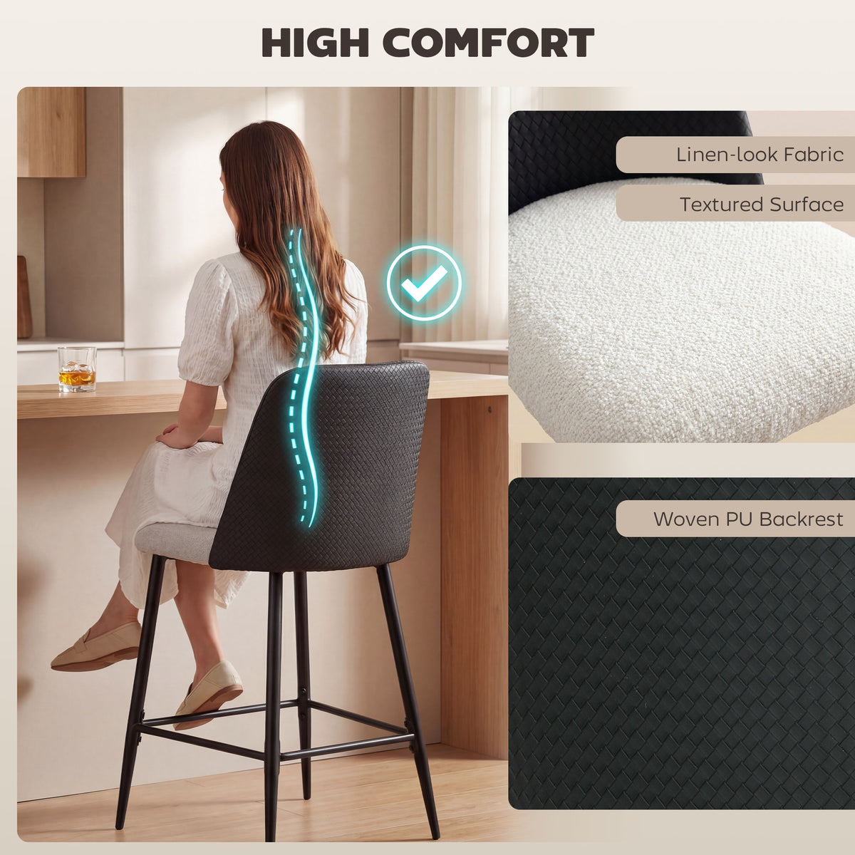 Bar stools set of 2 counter height 26 inch