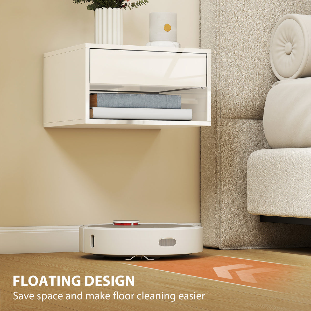 Floating bedside tables wall-mounted — Set of 2