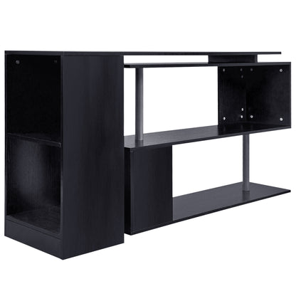 Corner Desk 360° Rotating with 3-Tier Shelves