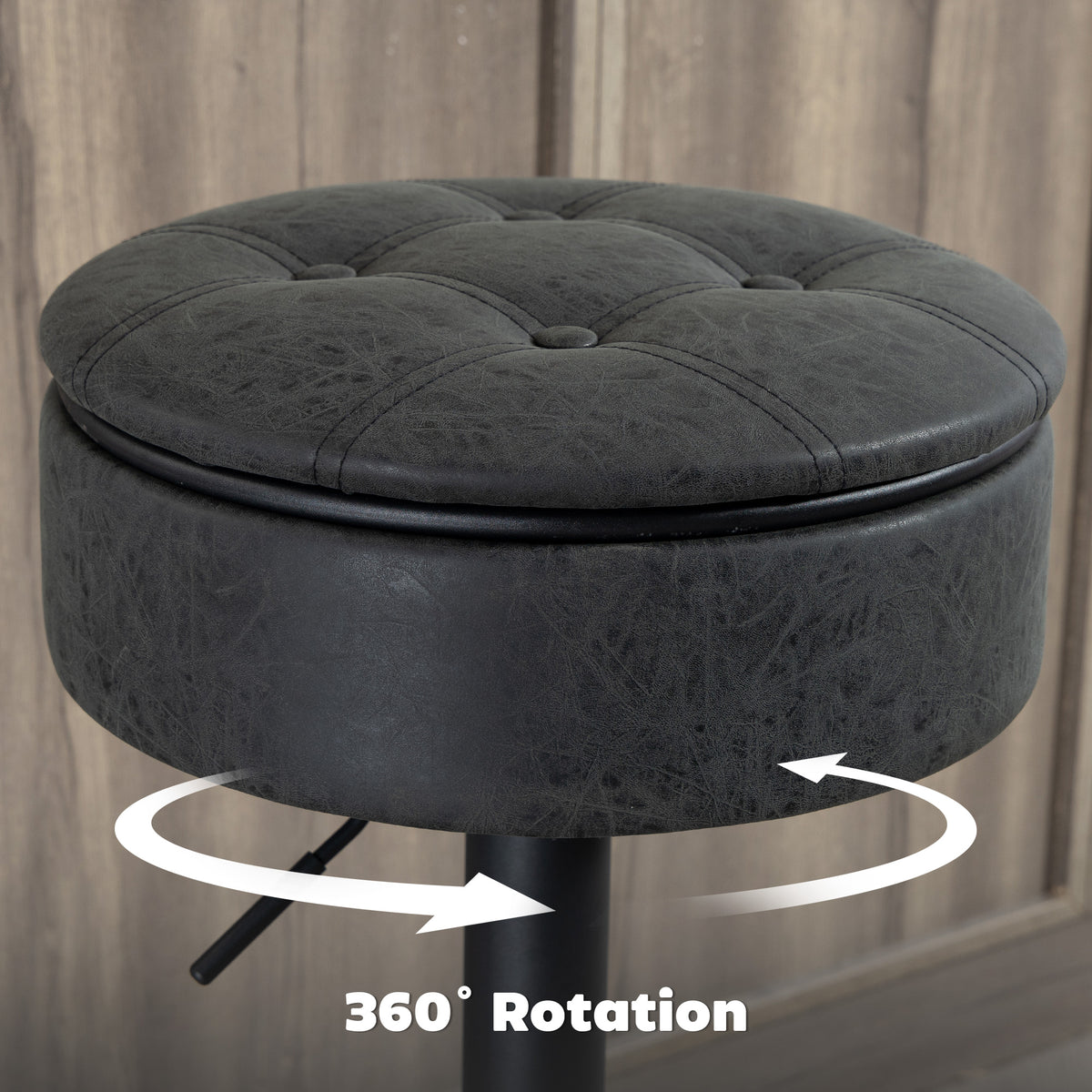 Set of 2 Bar Stools with Storage Swivel