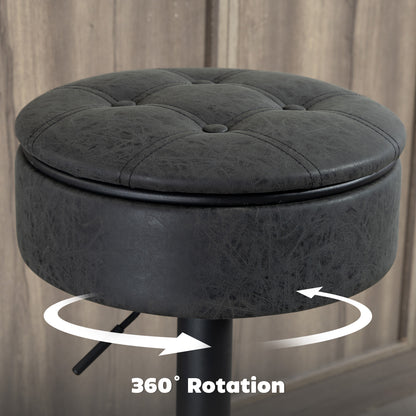 Set of 2 Bar Stools with Storage Swivel