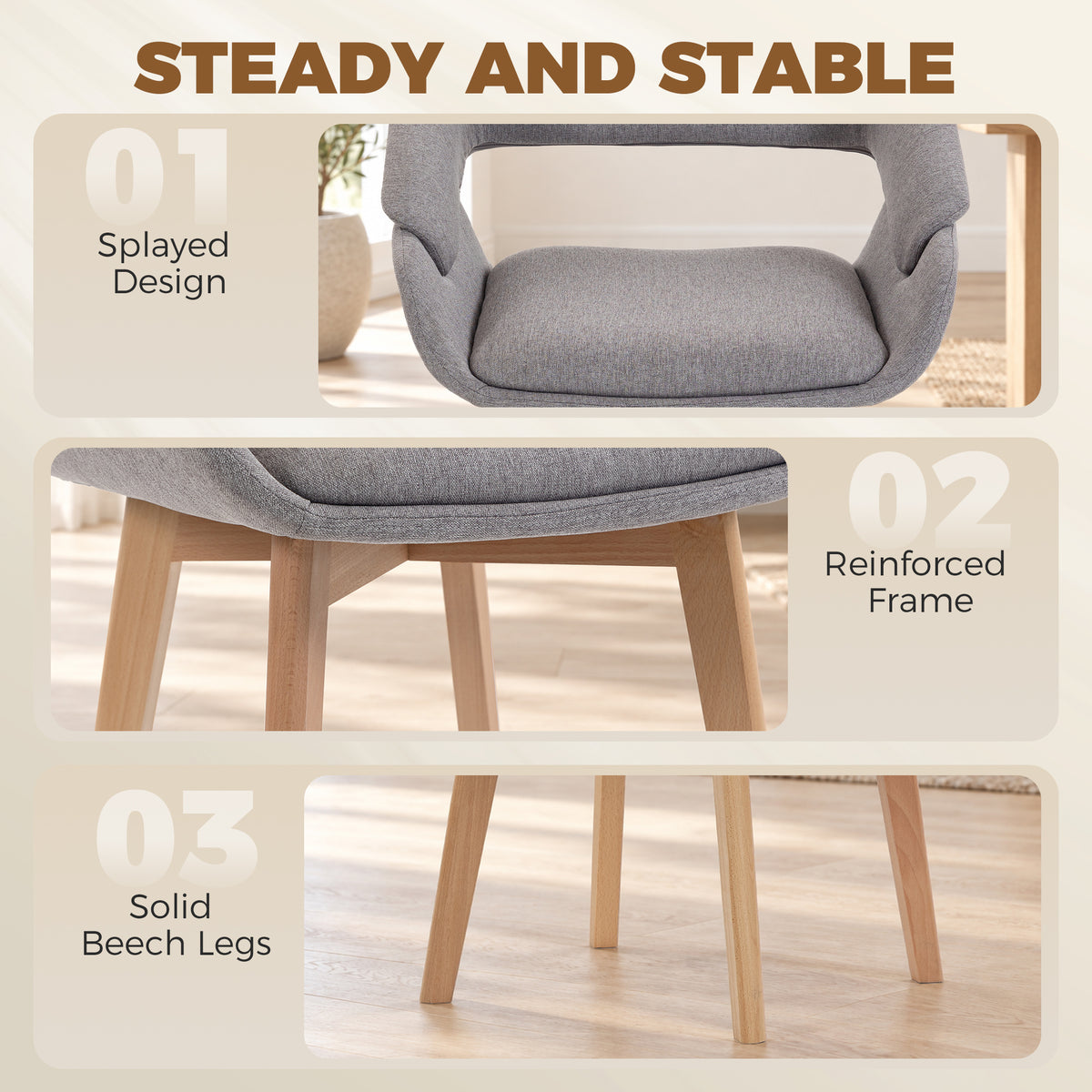 Sillas de comedor de lino acolchadas — Lote