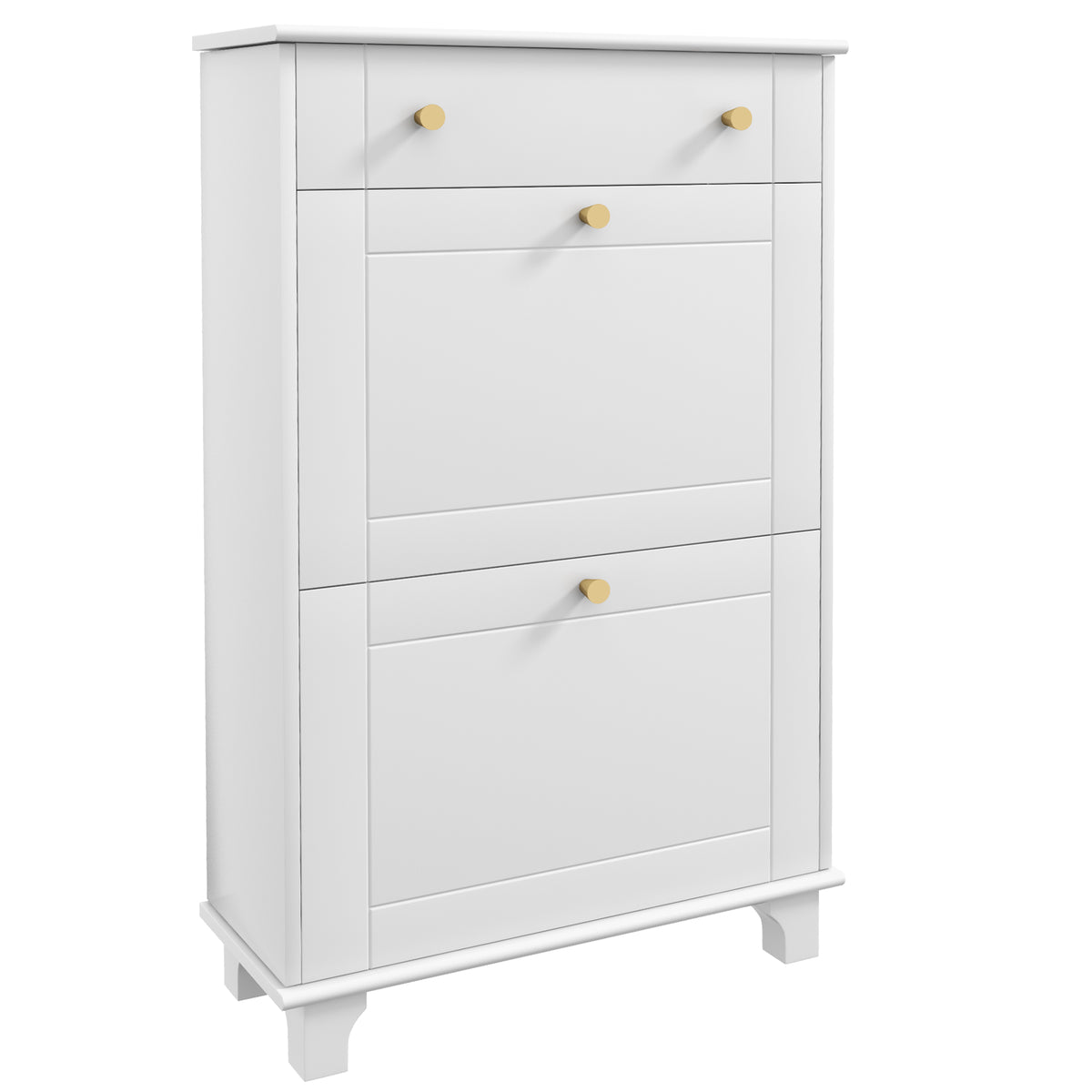 Slim Shoe Cabinet 2 Flip Drawers Adjustable Shelves 8 Pairs