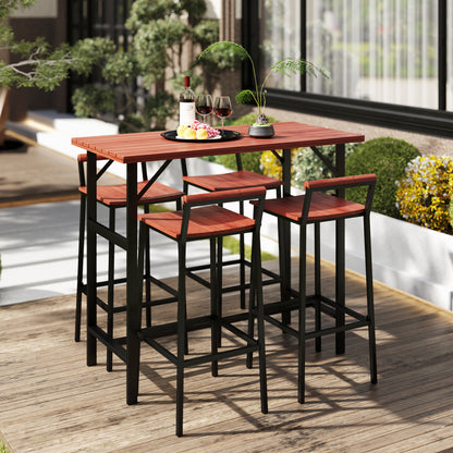 Patio bistro set 5 piece bar height table stools