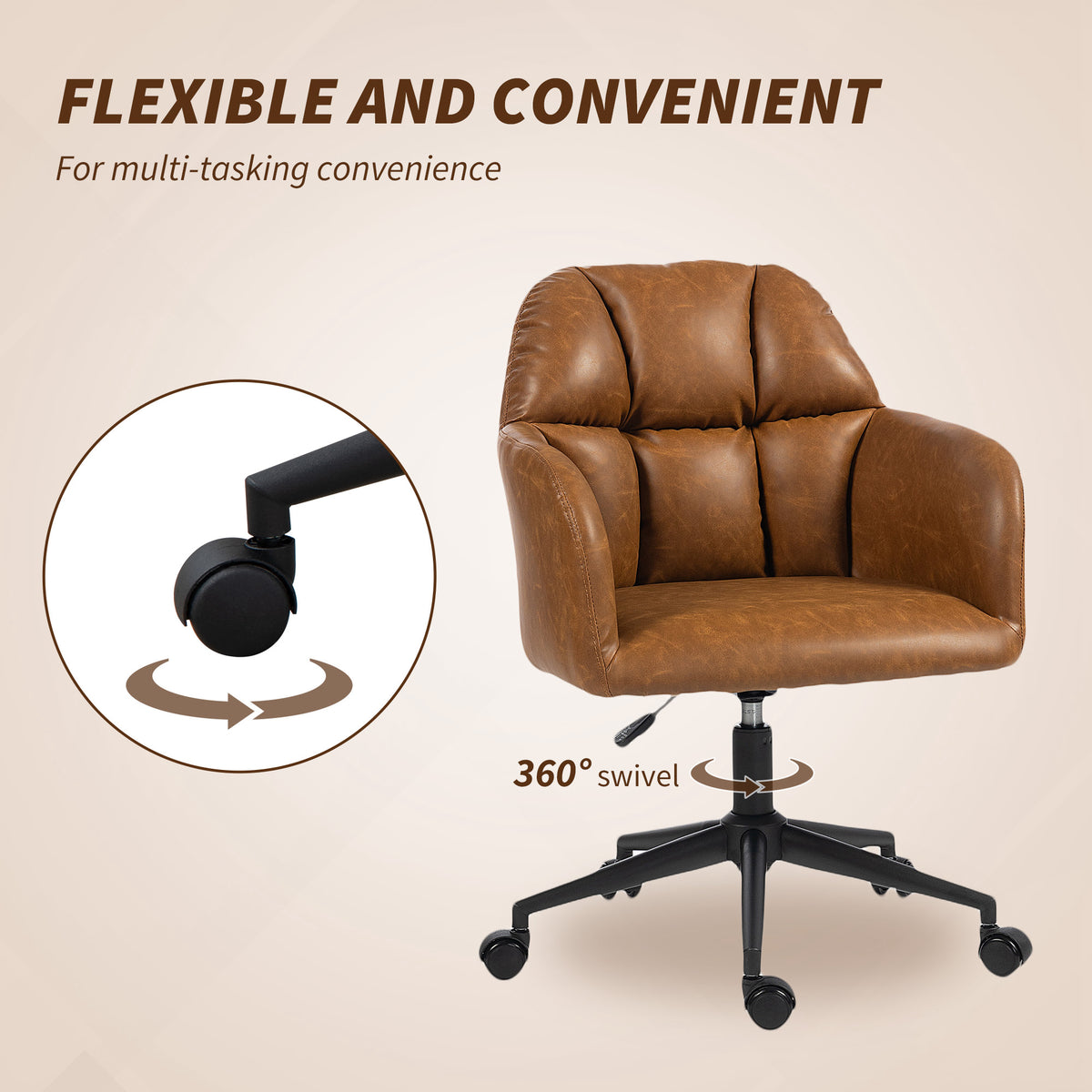 Swivel Office Chair Faux Leather Adjustable Height