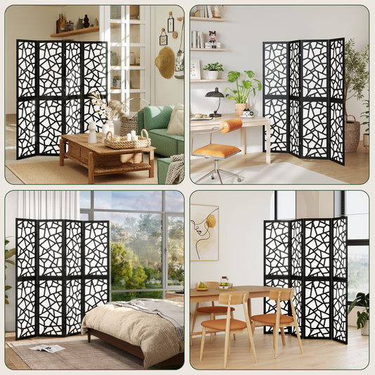 4-Panel Geometric Pattern Folding Room Divider 170 cm