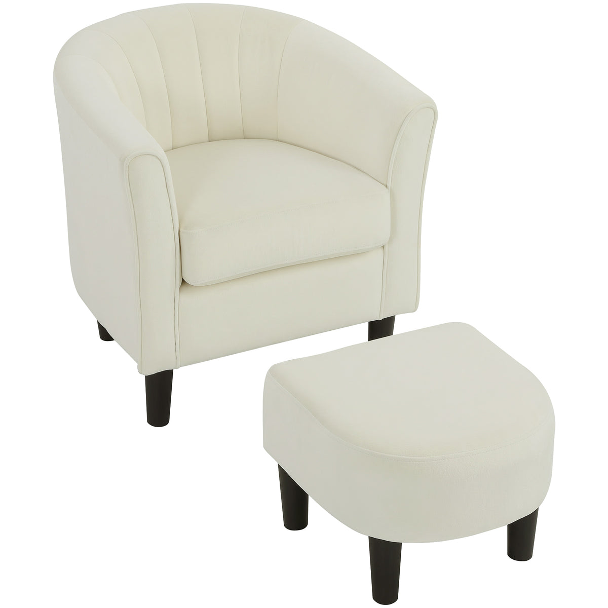 Modern Accent Chair with Ottoman and Pocket Spring Cushion