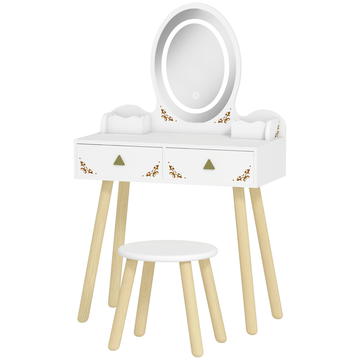Kids Vanity Set with LED Mirror and Stool