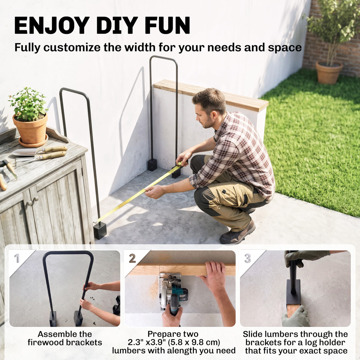 DIY Adjustable Steel Firewood Log Rack
