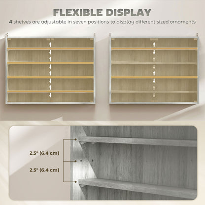 5-Shelf Wall Display Cabinet with 2 Glass Doors