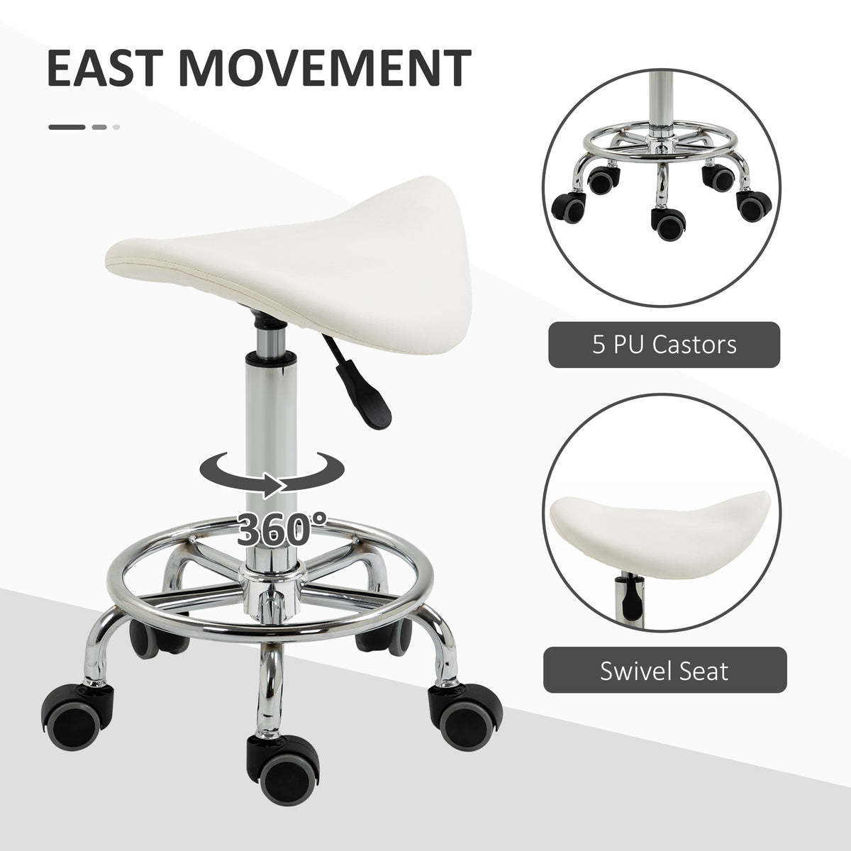 Ergonomic Rolling Salon Saddle Stool