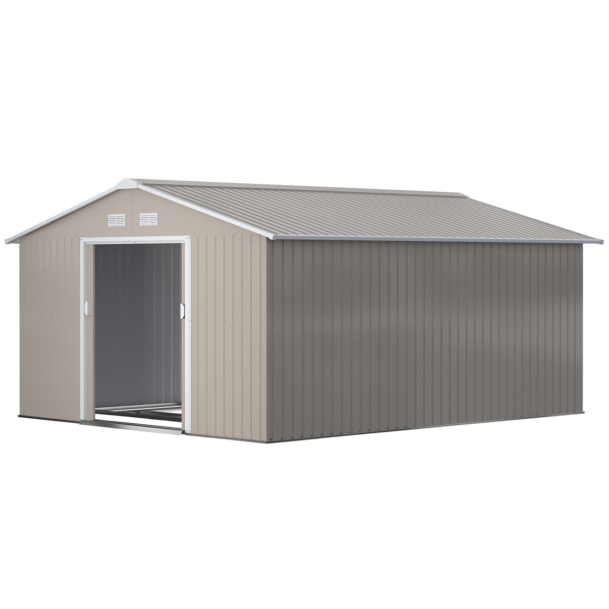 Galvanized Steel Garden Shed with Double Sliding Door
