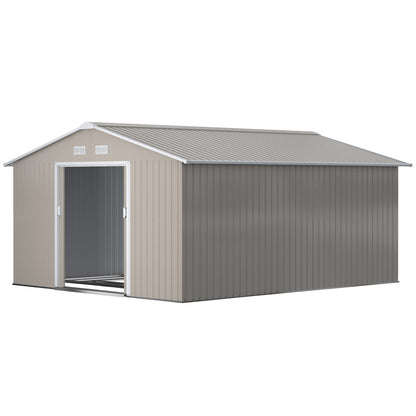 Galvanized Steel Garden Shed with Double Sliding Door