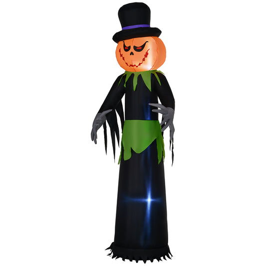 Inflatable Pumpkin Ghost with Hat Halloween Decoration, LED