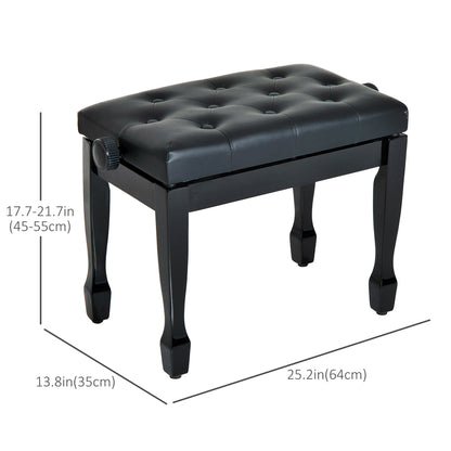 Adjustable Height Piano Bench with Padded Cushion