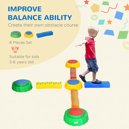 Balance Beam and Sensory Stepping Stones Set 8-Piece