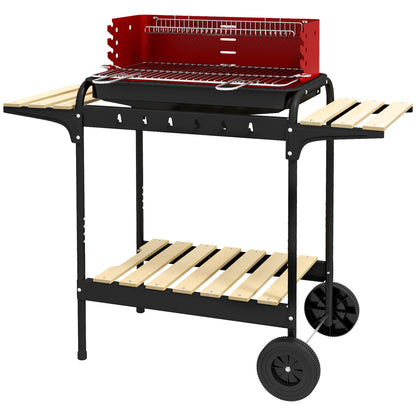 Portable charcoal barbecue grill with adjustable height