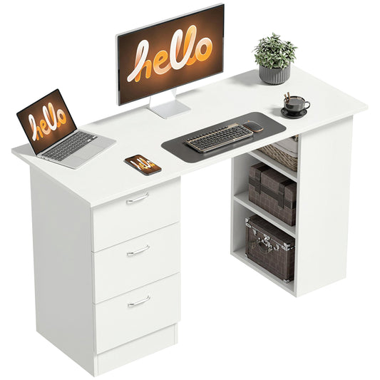 Computer Desk 3 Drawers and Reversible Shelves 47 inch