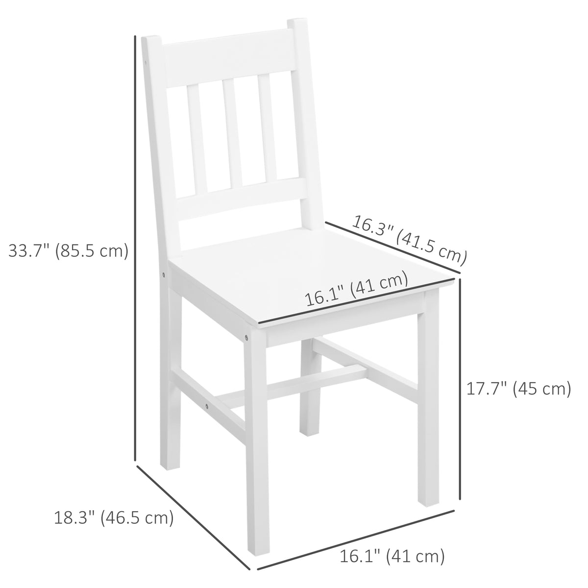 Dining Chairs Set of 2 Pine Wood